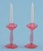 Dollhouse Miniature Chrysnbon Pink Candlesticks