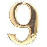 BOLTON 4inch Solid Brass Number 9 In Bright Brass Finish