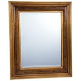 New Wyndham House Brown Wood Framed Beveled Mirror Antique Finish Measures  ....