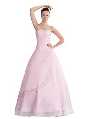 Strapless Spring Summer Fall  Organza/Satin Floor Length Sweetheart Lace-Up Beaded Sequined  Ball Gown Prom Dress/Wedding Dress 