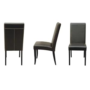 Set of 6 Parsons Dining Room Leather Chairs Chair Brown