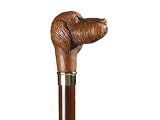 Walking Cane w/ Dog Head Handle, Wood