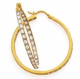 CZ HOOP EARRINGS 2.10CTW 38MM IN 14K YELLOW GOLD