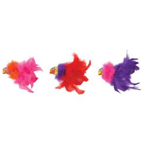 Image of Bamboo Pet CAM650664 Fat Cat Showgulls Catnip Feather Toy, Pink and Blue