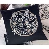 31sybSP4x6L. SL160  White Floral on Black Pillow Crewel Embroidery Kit