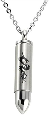 IDOLCO Jewelry Men Stainless Steel Cross Bullet Pendant Necklace Chain,22" (Dragon Print)