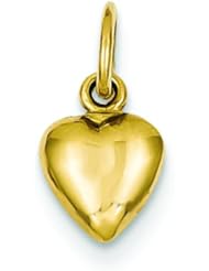 14K Yellow Gold 3-D Medium Heart Charm Pendant Jewelry