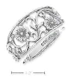 Sterling Silver Womens Flower and Vine Filigree Tapered Ring - Size 9.0
