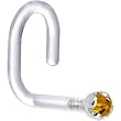 18 Gauge 1/4" White Gold 1.5mm Genuine Citrine Bioplast Nose Ring