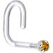 18 Gauge 1/4" White Gold 1.5mm Genuine Citrine Bioplast Nose Ring