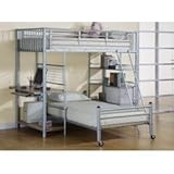Bunk Bed - Twin / Twin Size Workstation Bunk Bed in Silver - Coaster