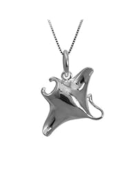 Sterling Silver Sting Ray Necklace Pendant with Box Chain