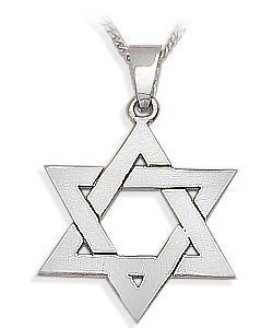 Genuine Sterling Silver High Polish Religious Large Star of David Jewish Pendant with Chain - 20