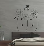 Modern House Black Lotus and Flying Butterflies removable Vinyl Mural Art Wall Sticker Decal