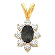 14K Yellow Gold Onyx and Diamond Pendant