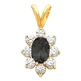 14K Yellow Gold Onyx and Diamond Pendant