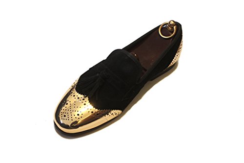 Smythe and Digby Limited Edition Gold Toe Cap Black Suede Tassel Loafers Princely