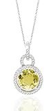 3.45 CT GENUINE LEMON QUARTZ & DIAMOND 14K GOLD PENDANT