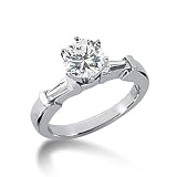0.85 Ct Diamond Engagement Ring Baguette Channel Accent 14k White Gold