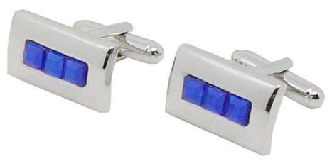 Best Quality Stylish Cufflinks with 3 Blue Stones in a Nice Gift Box (ck17)