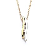 9ct Yellow & White Gold 4pt Diamond Stick Pendant 18 Yellow Gold Chain