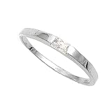 Sterling Silver Baby Ring with Clear CZ - 2mm Band Width - 1mm Face Height - Sizes: 1-4