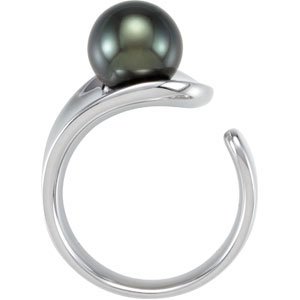 Elegant and Stylish 09.00-10.00 MM Tahitian Cultured Pearl Ring in Sterling Silver ( Size 6 ), 100% Satisfaction Guaranteed.