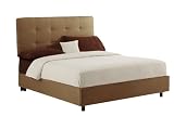 Skyline Furniture Belden King Micro-Suede-Upholstered Tufted Bed - Khaki