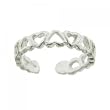Multiple Heart Ladies Adjustable Toe Ring in Sterling 925 Silver