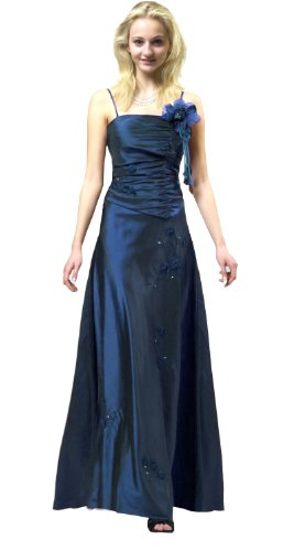 Ballkleid “Viktoria” aus leicht changierendem Taft mit Bestickung und Strassbesatz, Blau