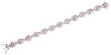Simulated Pink Sapphire C.Z. Diamond Oval Link Silver Bracelet (Holiday Special)