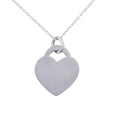 Rhodium Plated Sterling Silver Heart Pendant Necklace, 18