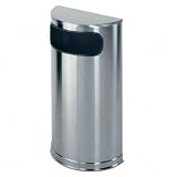 Rubbermaid Commercial SO8SSSPL Designer Fire-Safe Receptacle, Half-Round, Steel, 9 Gallon, Stainless
