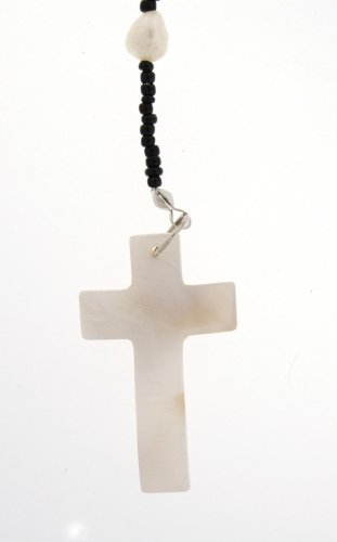 Fresh Water Pearls and Mother of Pearl Rosary - White and Black