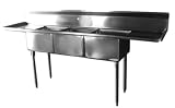Economy Stainless 3 Compartment 24DrainBoard Right