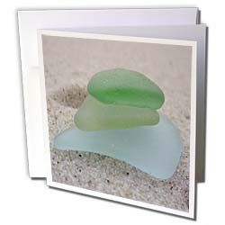 EvaDane - Sea Glass - Sea Foam Sea Glass Blue and Green Sea Glass - Greeting Cards-12 Greeting Cards with envelopesB00BPZ8KX8 : image