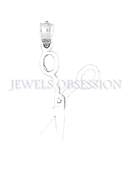 Rhodium-Plated 925 Sterling Silver 3-D, Moveable Scissors Pendant