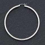 Sterling Silver 2.25mm Diamond-cut Hoop Earrings