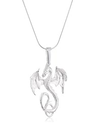 VINANI brand Germany 925 Sterling Silver Women Pendant big Dragon shiny with Pearl & Snake Chain Necklace ADG-S