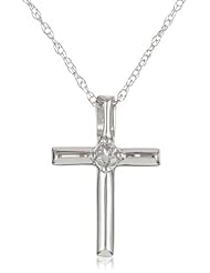 10k Gold Cross Pendant (0.03 cttw, I-J Color, I2-I3 Clarity)