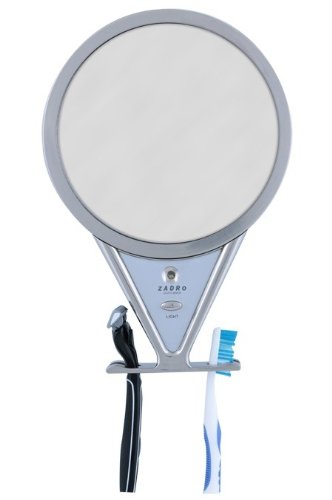 Zadro Grand miroir de rasage Antibuée et LED - Grossissant 1x à 5x Nickel Satiné