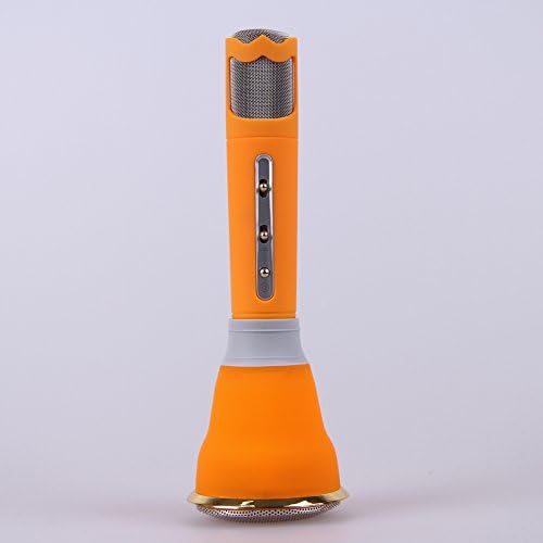 Magic Wireless Mic Portable Karaoke Microphone Condenser Micr Wireless Bluetooth Speaker Microphone Handheld KTV Mini Karaoke Player Compatible with IPhone and Android Smartphones (Orange)