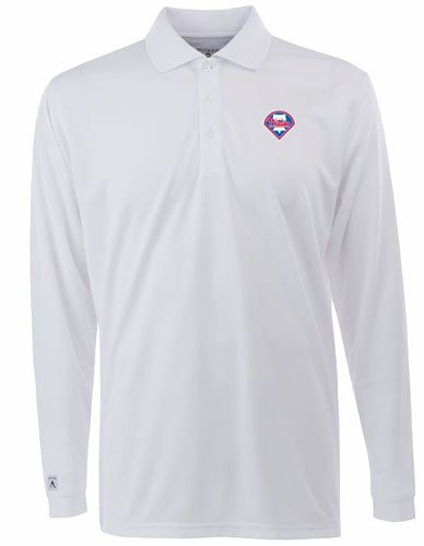 Philadelphia Phillies Long Sleeve Polo Shirt (White) - Medium