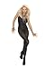 Elegant Moments Women's Opaque Bodystocking with Spaghetti Straps and Open Crotch-Plus Size
