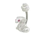 Cobra Snake Belly Ring with Jewels for Eyes