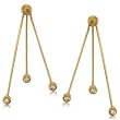 White Diamond Triple Stick Drop Earrings in 10KT Gold - Six Stones