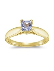 0.06 Cts Diamond & 0.66 Cts Natural Blue Sapphire Ring in 14 K Yellow Gold