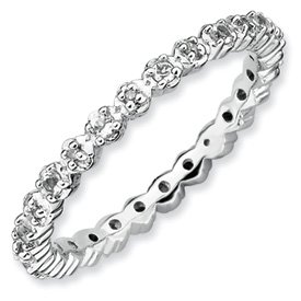 Genuine IceCarats Designer Jewelry Gift Size 9.00 Sterling Silver Stackable Expressions White Topaz & Diamond Ring In Sterling Silver.