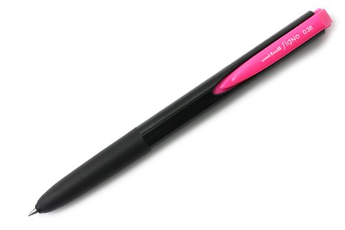Uni Uni-Ball Signo Knock Ballpoint Pen RT1 0.38mm, Black Ink, Black and Pink (UMN155C38B.13)