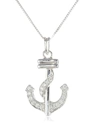 Sterling Silver Diamond Anchor Pendant Necklace (.33 cttw, H-I Color, I1-I2 Clarity), 18"